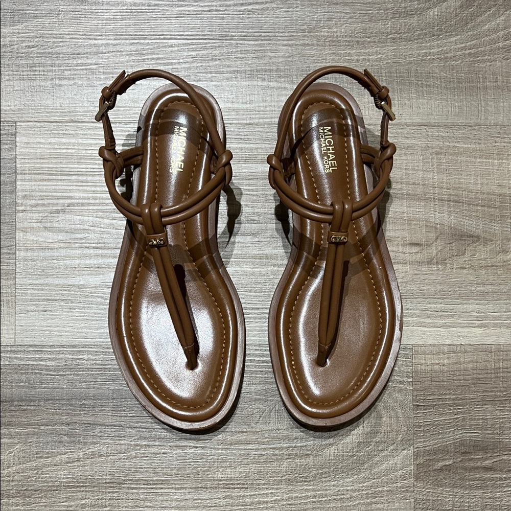 Michael Kors Astra T-Strap Tan Sandals for Women